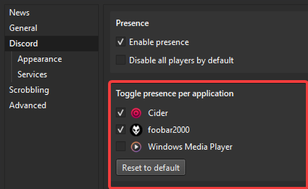 Toggling from settings