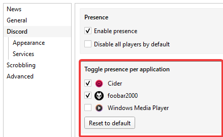 Toggling from settings